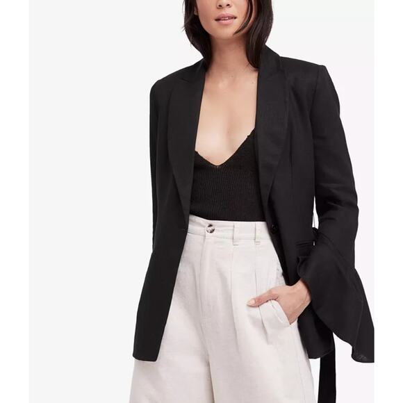 Free People Flared Sleeve Linen Blazer - Picture 3 of 3